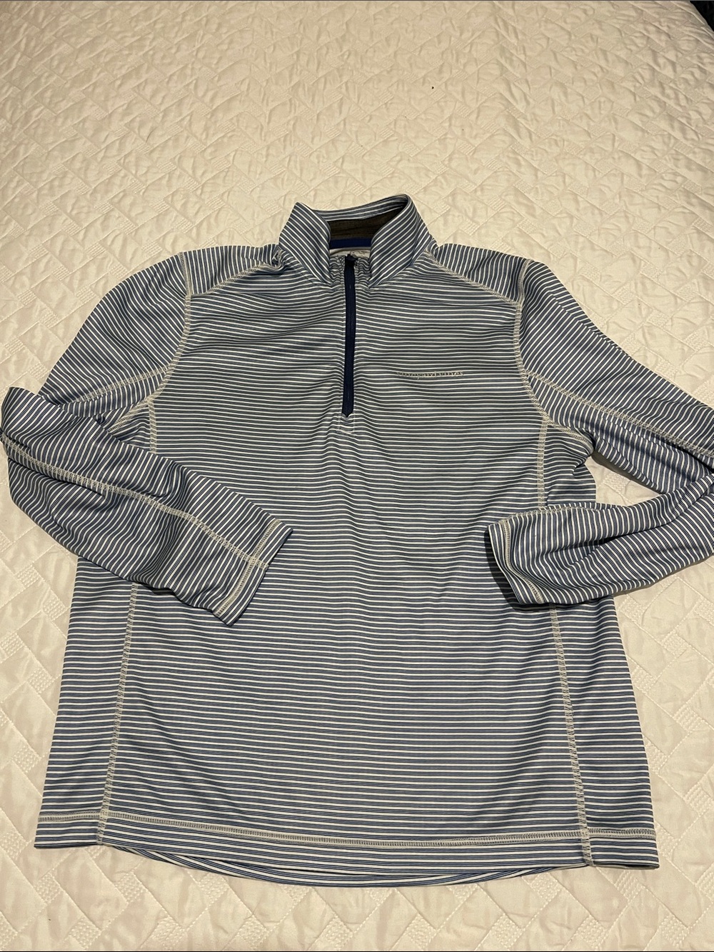 Vineyard Vines Light Blue & White Striped Quarter-Zip Pullover